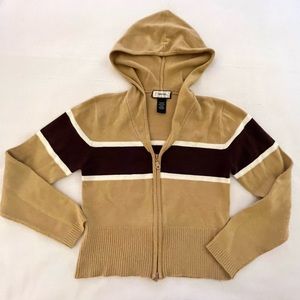 GAS Striped Tan & Brown Hooded Sweater
